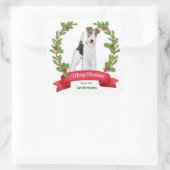 Holly Banner Fox Terrier Dog Weihnachten Quadratischer Aufkleber (Tasche)