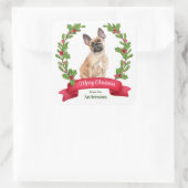 Holly Banner French Bulldog Christmas Quadratischer Aufkleber (Tasche)