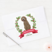 Holly Banner Labradoodle Dog Weihnachten Quadratischer Aufkleber (Umschlag)