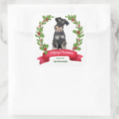 Holly Banner Miniature Schnauzer Dog Weihnachten Quadratischer Aufkleber (Tasche)