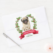 Holly Banner Mops Dog Weihnachten Quadratischer Aufkleber (Umschlag)