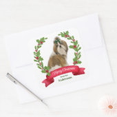 Holly Banner Shih Tzu Dog Weihnachten Quadratischer Aufkleber (Umschlag)