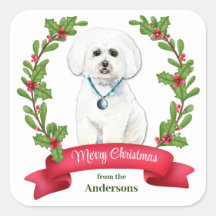 Holly Banner White Maltese Weihnachten