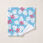 Holly Beere auf blau Badhandtuch Set (Waschlappen)
