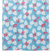 Holly Beere auf blau Duschvorhang (Vorderseite)