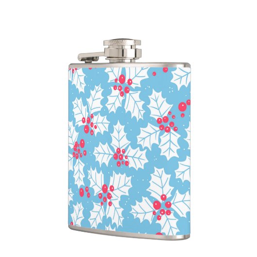 Holly Beere auf blau Flachmann (Links)