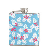 Holly Beere auf blau Flachmann (Vorderseite)