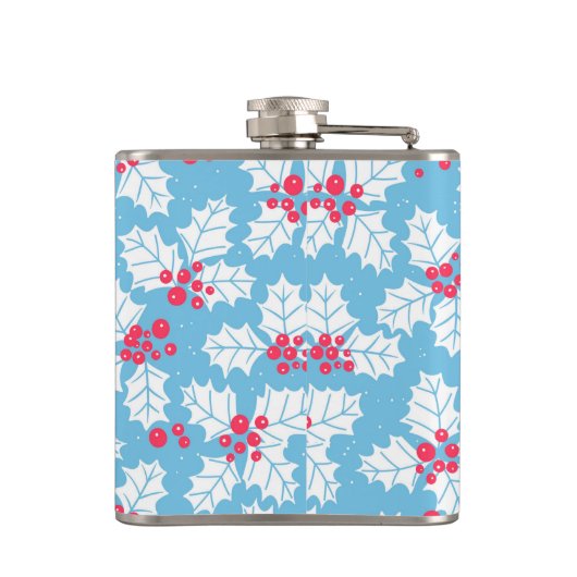 Holly Beere auf blau Flachmann (Rückseite)