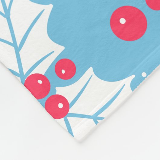 Holly Beere auf blau Fleecedecke (Ecke)