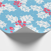 Holly Beere auf blau Geschenkpapier (Ecke)