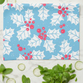 Holly Beere auf blau Geschirrtuch (Gefaltet)