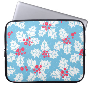 Holly Beere auf blau Laptopschutzhülle