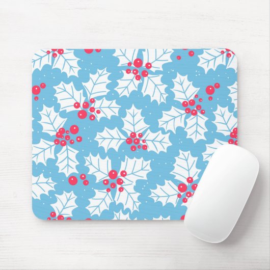 Holly Beere auf blau Mousepad (Mit Mouse)