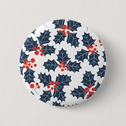 Holly Beere auf Weiß Button (Vorderseite)