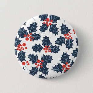 Holly Beere auf Weiß Button