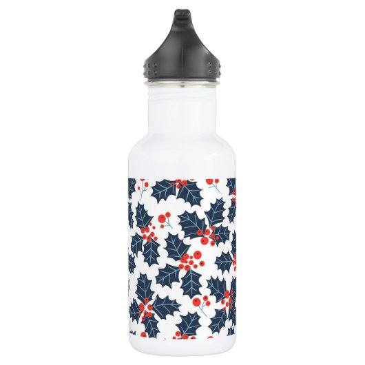 Holly Beere auf Weiß Edelstahlflasche (Rechts)