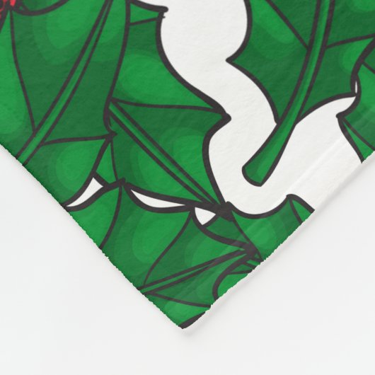 Holly Beere auf Weiß Fleecedecke (Ecke)