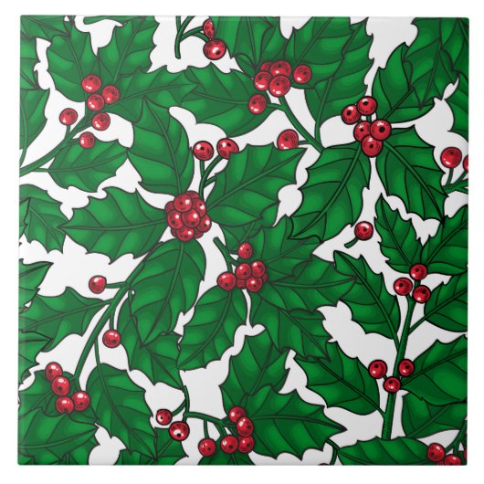 Holly Beere auf Weiß Fliese (Vorderseite)