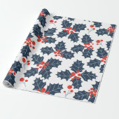 Holly Beere auf Weiß Geschenkpapier (Ungerollt)