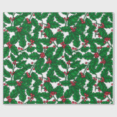 Holly Beere auf Weiß Geschenkpapier (Flach)
