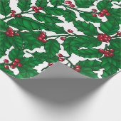 Holly Beere auf Weiß Geschenkpapier (Ecke)
