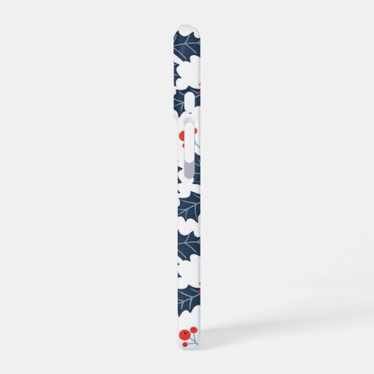 Holly Beere auf Weiß iPhone 16 Hülle (Linke Seite)