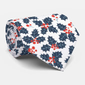 Holly Beere auf Weiß Krawatte (Gerollt)