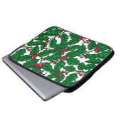 Holly Beere auf Weiß Laptopschutzhülle (Vorne Knopf)