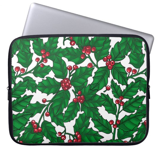 Holly Beere auf Weiß Laptopschutzhülle (Vorderseite)