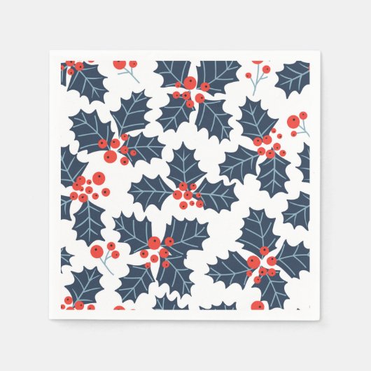 Holly Beere auf Weiß Serviette (Vorderseite)