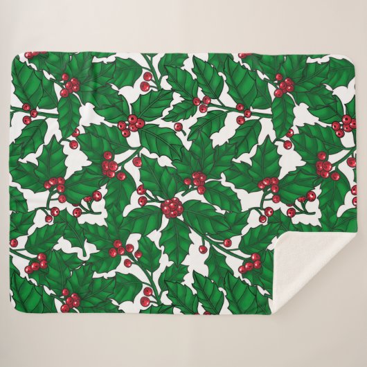 Holly Beere auf Weiß Sherpadecke (Vorderseite (Horizontal))