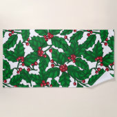 Holly Beere auf Weiß Strandtuch (Vorderseite)