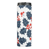 Holly Beere auf Weiß Thermosbecher (Rückseite)