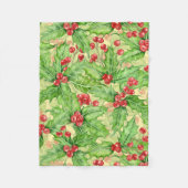 Holly Beere, Wasserfarbe Weihnachtsmuster Fleecedecke (Vorderseite)