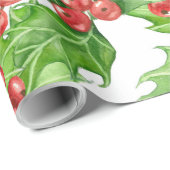 Holly Beere, Wasserfarbe Weihnachtsmuster Geschenkpapier (Rolleneckpunkt)