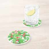 Holly Beere, Wasserfarbe Weihnachtsmuster Sandstein Untersetzer (Seite)