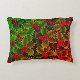 Holly-Beeren-Blätter leuchten im Winterherd Dekokissen