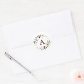 Holly-Beeren-Kranz-Monogramm-Buchstabe Runder Aufkleber (Umschlag)