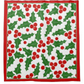 Holly Beermuster und rote Grenze Weihnachten Duschvorhang (Vorderseite)