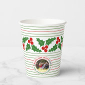 Holly Beerry Garland rot, grüne Streifen Weihnacht Pappbecher (Rückseite)