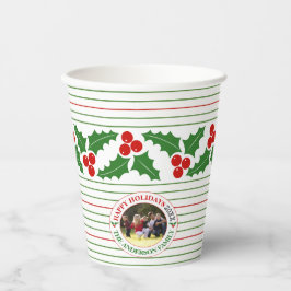 Holly Beerry Garland rot, grüne Streifen Weihnacht Pappbecher