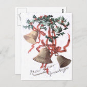 Holly Bell Red Ribbon Postkarte (Vorne/Hinten)