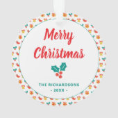 Holly Bell Strumpf Pattern Merry Weihnachtsname Ornament (Rückseite)