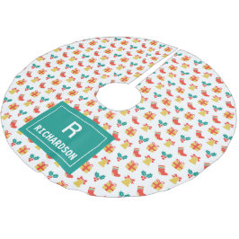 Holly Bell Strumpf Pattern Monogram Family Name Polyester Weihnachtsbaumdecke