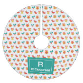 Holly Bell Strumpf Pattern Monogram Family Name Polyester Weihnachtsbaumdecke (Vorderseite)
