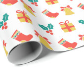 Holly Bell Strumpf Red White Green Geschenkpapier (Rolleneckpunkt)