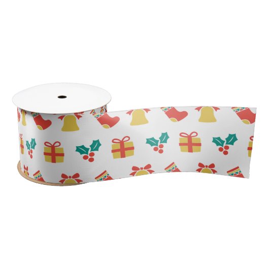 Holly Bell Strumpf Red White Green Satinband (Spule)