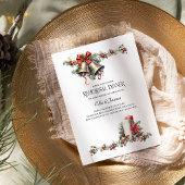 Holly Bells Candle Winter Wedding Probe Dinner Einladung