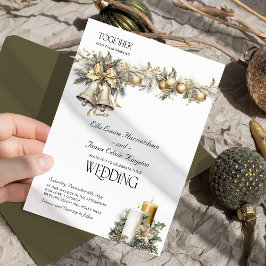 Holly Bells Golden Berries Winter Wedding Einladung