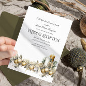 Holly Bells Golden Berry Winter Wedding Empfang Einladung